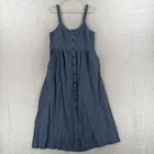 Patagonia Dress Womens XS Blue Button Front Chambray Midi Sundress Fit & Flare