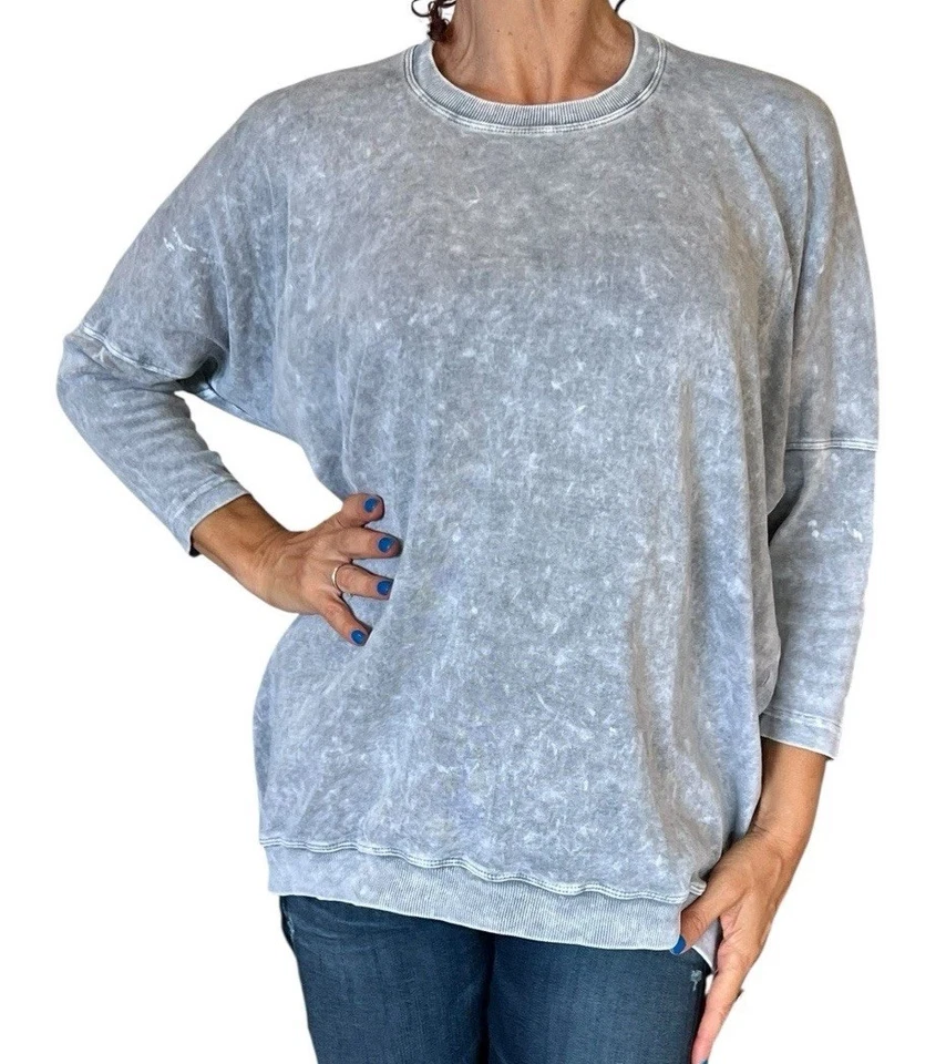 Hard Tail l 3/4 Sleeve Drape Back Tee T-207 Mineral Wash Gray T-Shirt Top Large - Image 2 of 4