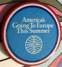 Vintage PAN AM Airlines America Going To Europe Summer Employee Button Pin PAA