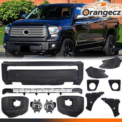 Front Black Bumper Cover Grille Fog Light Assembly For 2014-2021 Toyota Tundra