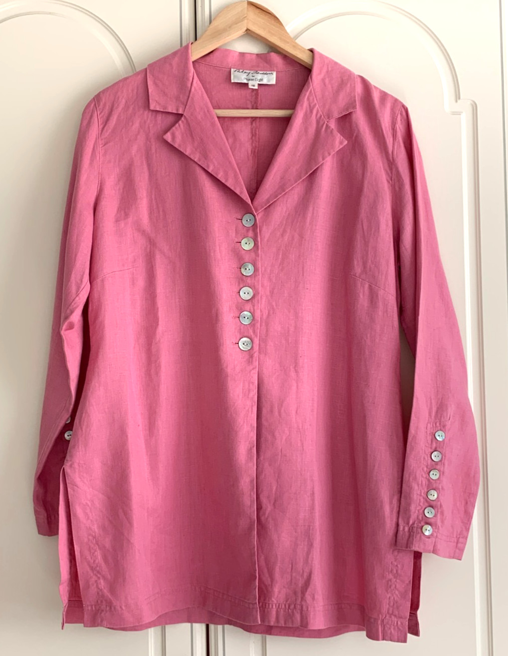 Phase Eight Patsy Seddon Pink Linen Collared  V-N… - image 1
