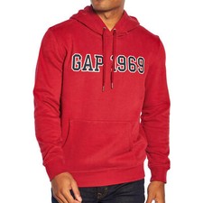 Gap 1969 Men's Applique Fleece Logo Hoodie Sweatshirt XXL NWT Red Pullover 2XL