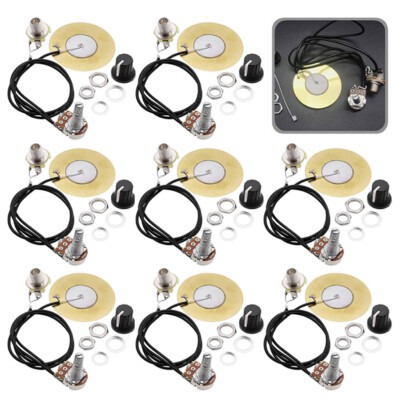 8PCS 50MM Guitar Pickup Piezo Transducer Prewired Amplifier With 6.35MM Output-