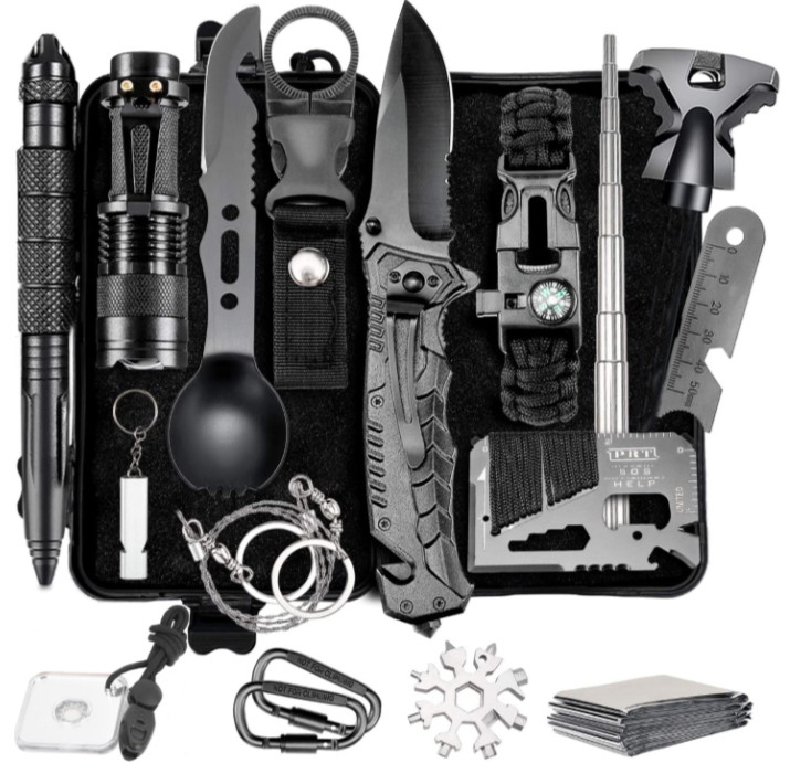 16 in1 Survival Gear Kit Tactical Tool Emergency for Cars Camping Hiking Hunting