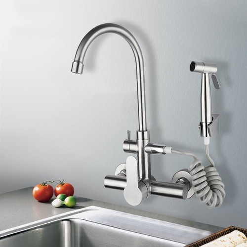 Wasserhahn Küche Wandmontage 360° Küchenarmatur mit Spritzpistole Mischbatterie - Bild 2 von 13