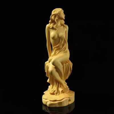 Hand-carved Naked Sexy Beautiful Woman Statues Boxwood Figurine