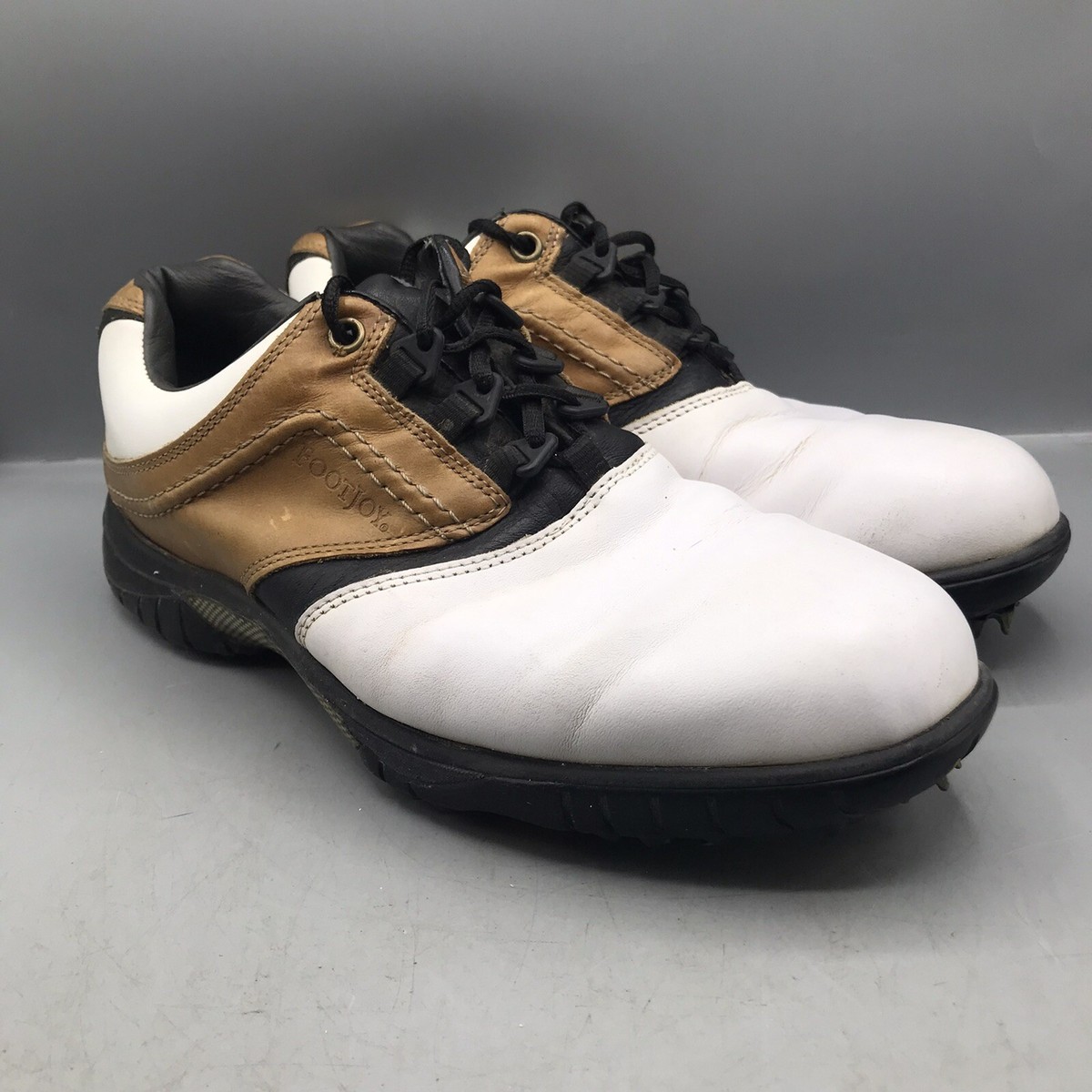 Foot Joy Contour Series Golf Shoes/Cleats Footjoy Golf Cleats Mens 8M Black Leather Shoes Spikes 54094  main image 4