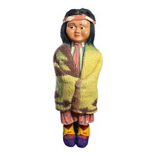 Vintage Skookum Native American Side Eye 9.5  Indian Girl Doll USA 1930s-1940s