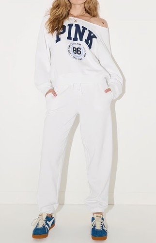 Victoria's Secret VS PINK Ivy Fleece Off The Shoulder Sweatshirt & Sweatpants XS - Picture 2 of 8