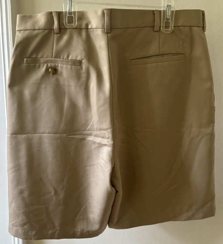 PGA Tour Tan Color Poliester plisowane spodenki golfowe Rozmiar 36 Talia / 9 cali Inseam - NOWE - Zdjęcie 7 z 9