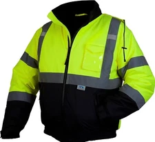 HI VIS Waterproof Bomber Safety Jacket With Quilted Liner Tall 3X-Large, Lime