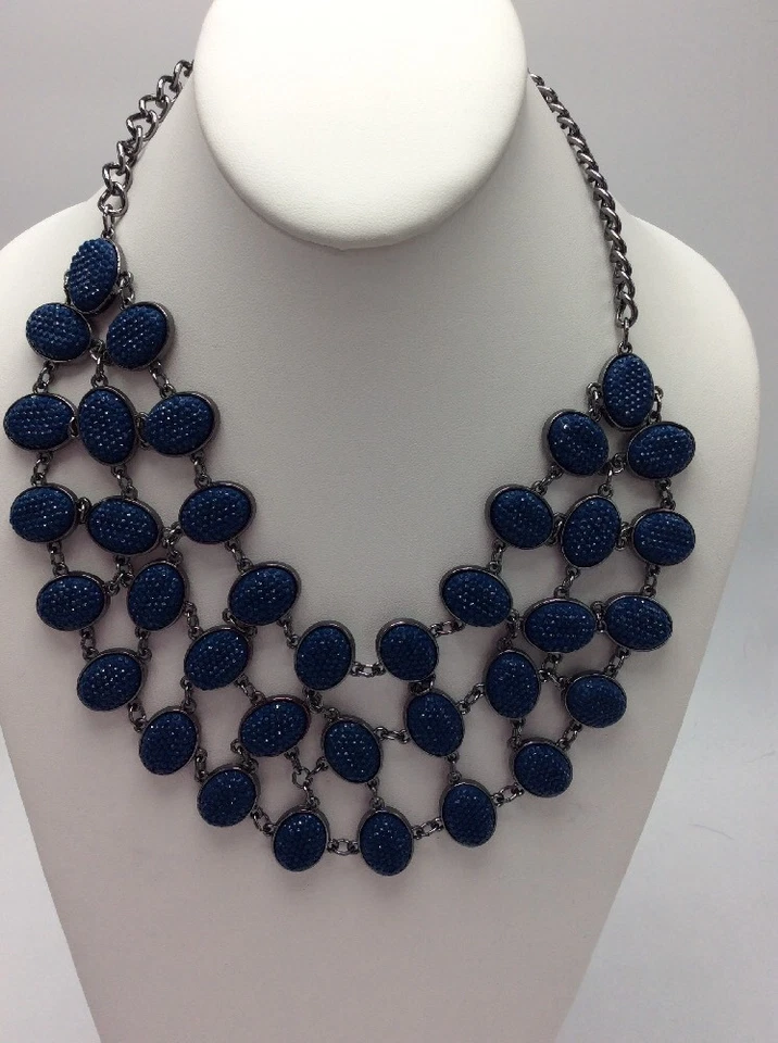 $42.50 Collar M.haskell Tono Hematita Azul Ovalado Cuentas Distintivo MH 48 Foto 2 de 4