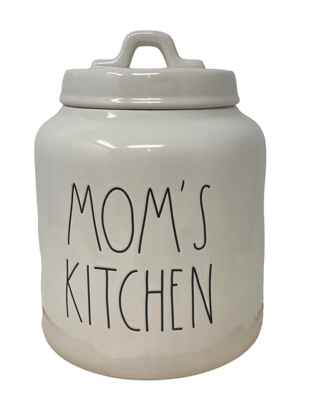Rae Dunn MOMS Kitchen Canister Cookies Ceramic White Black Crock Chubby MOM Gift