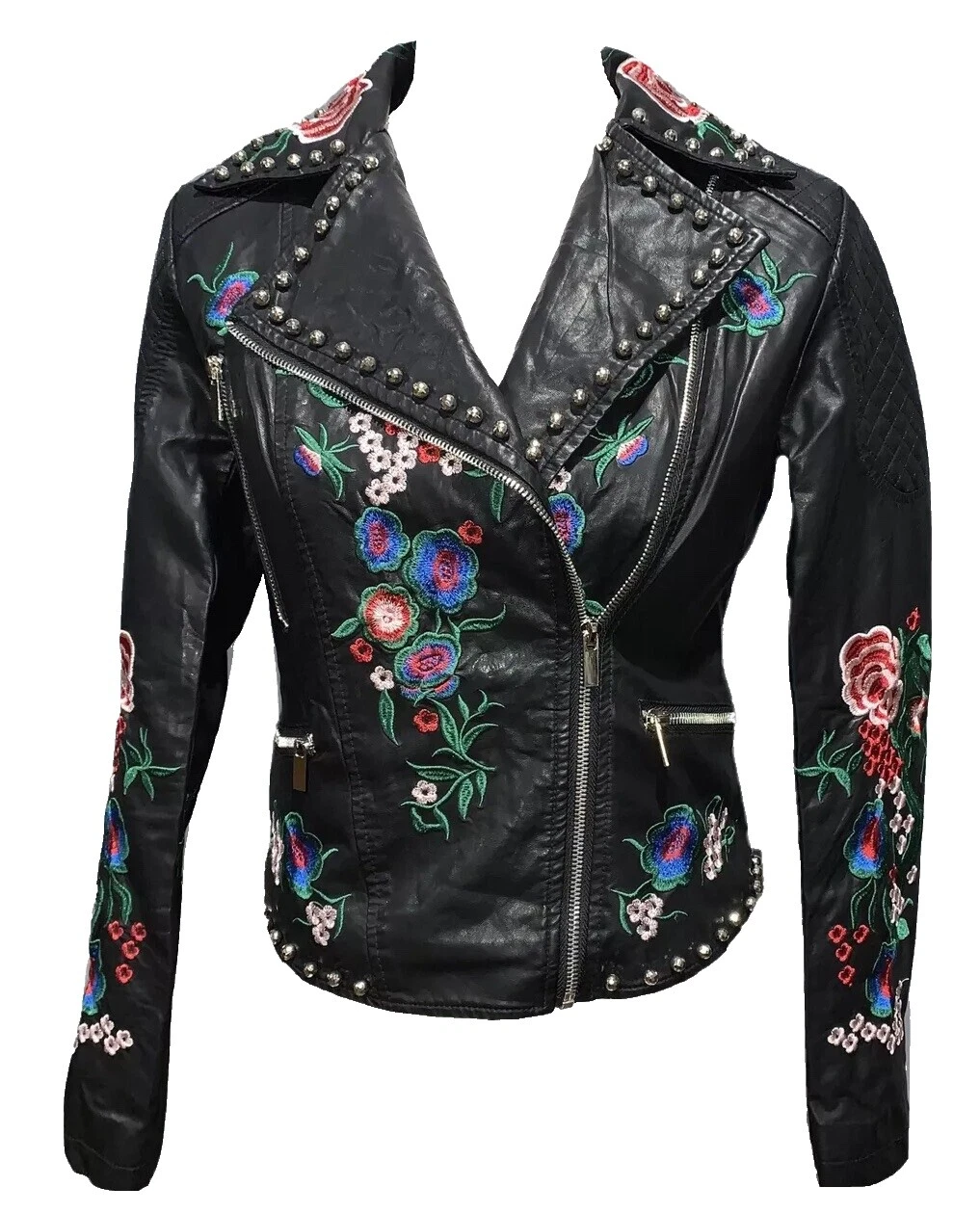 Chaqueta de la Motocicleta Casual Floral abrigos, chaquetas y chalecos para Mujeres