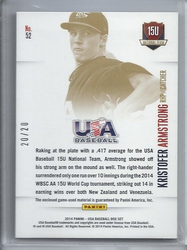 Parche paralelo Panini Estados Unidos RC 15U 2014 National Prime Kristofer Armstrong/20 - Imagen 2 de 2