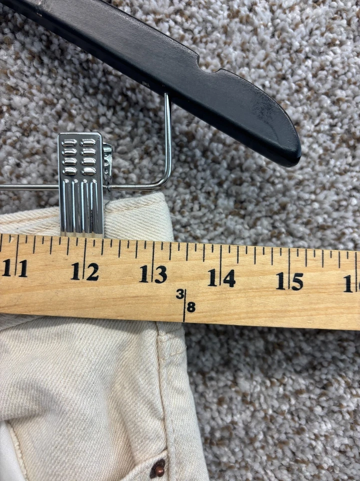 Jeans rectos holgados azul marino antiguo marfil/amarillo dobladillo crudo 100 % algodón niñas talla 12 Foto 4 de 4