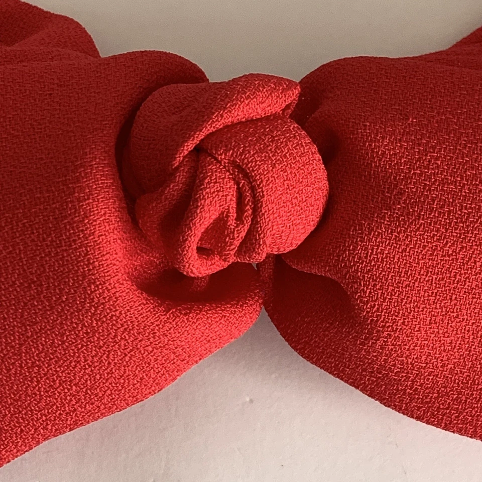 Vintage French Hair Bow Ribbon Clip Barrette Large Ruffles Red Coquette Feminine - Image 3 of 4