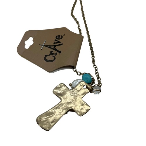 Fleur de Lis Cross Necklace Nola Style New Orleans Style Mixed Metals "Stones" - Picture 7 of 9