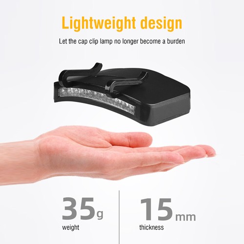 Clip On LED Hat Cap Light Lamp Headlamp Head Torch Headlight Flashlight Fishing - Bild 10 von 13