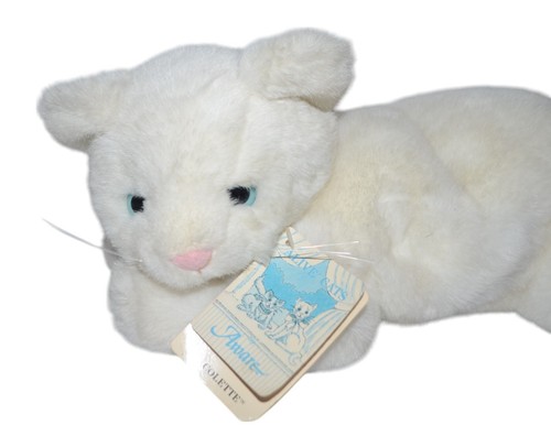 Vintage Colette Cat Plush Stuffed Kitty White Kitten Blue Eyes1985 Presents - Picture 2 of 10