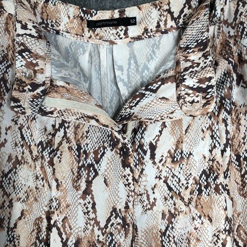 Portmans Wide Leg High Waisted Pants Size AU 12 Beige Sand Snake Print - Picture 13 of 16