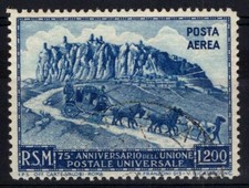 SAN MARINO 1950 POSTA AEREA UPU 200 LIRE N.82 US. CENTRATO