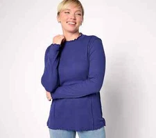 #1146 LOGO Life by Lori Goldstein Waffle Mock Neck Top Size XXS