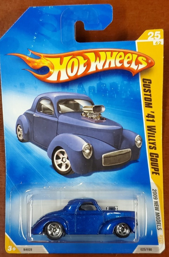 2009 Hot Wheels #25 New Models 25/42 CUSTOM '41 WILLYS COUPE Blue 1/65 Hot Rod