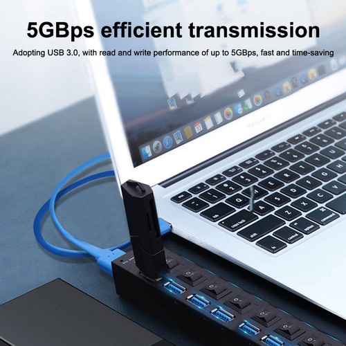 High Speed 7Port LED USB 2.0 Adapter Hub Multi-Port Socket U Disk - Bild 5 von 14