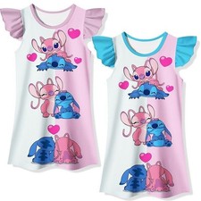 Lilo Stitch Pajamas Girls Kids Skirts Multicolor Sleepwear Dress Nightgown Gift