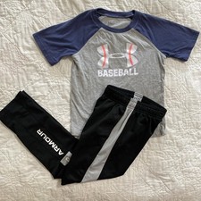Child UA Under Armour Athletic Pant  T-Shirt Set Outfit, Size: 7