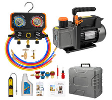 Kit Bomba de Vacío 4.5CFM con Manómetro para R1234yf R134a R404a. Incluye detec
