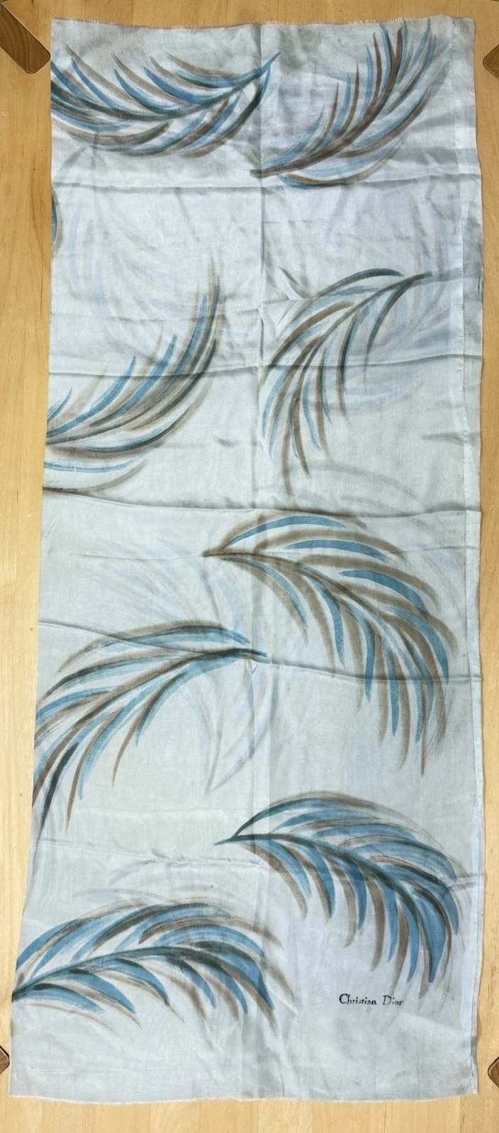 Foulard En Soie bleu Christian Dior  Plumes Bleu