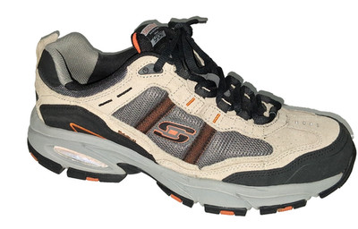 Skechers Sport Men's Vigor 2.0 Trait Memory Foam Sneaker Leather Tan/Blk Size 10