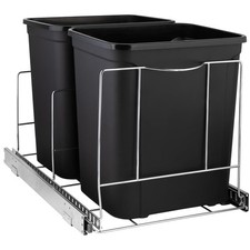 Double Pull-Out Trash Can for Cabinet - Set of Two 9 Gal / 36 qt Supported ...