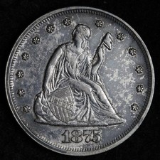 1875 Seated Liberty Silver Twenty Cent Piece AU++/UNC E245 KRFTY