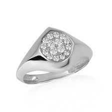.925 Sterling Silver Circle CZ Pointed Statement Ring