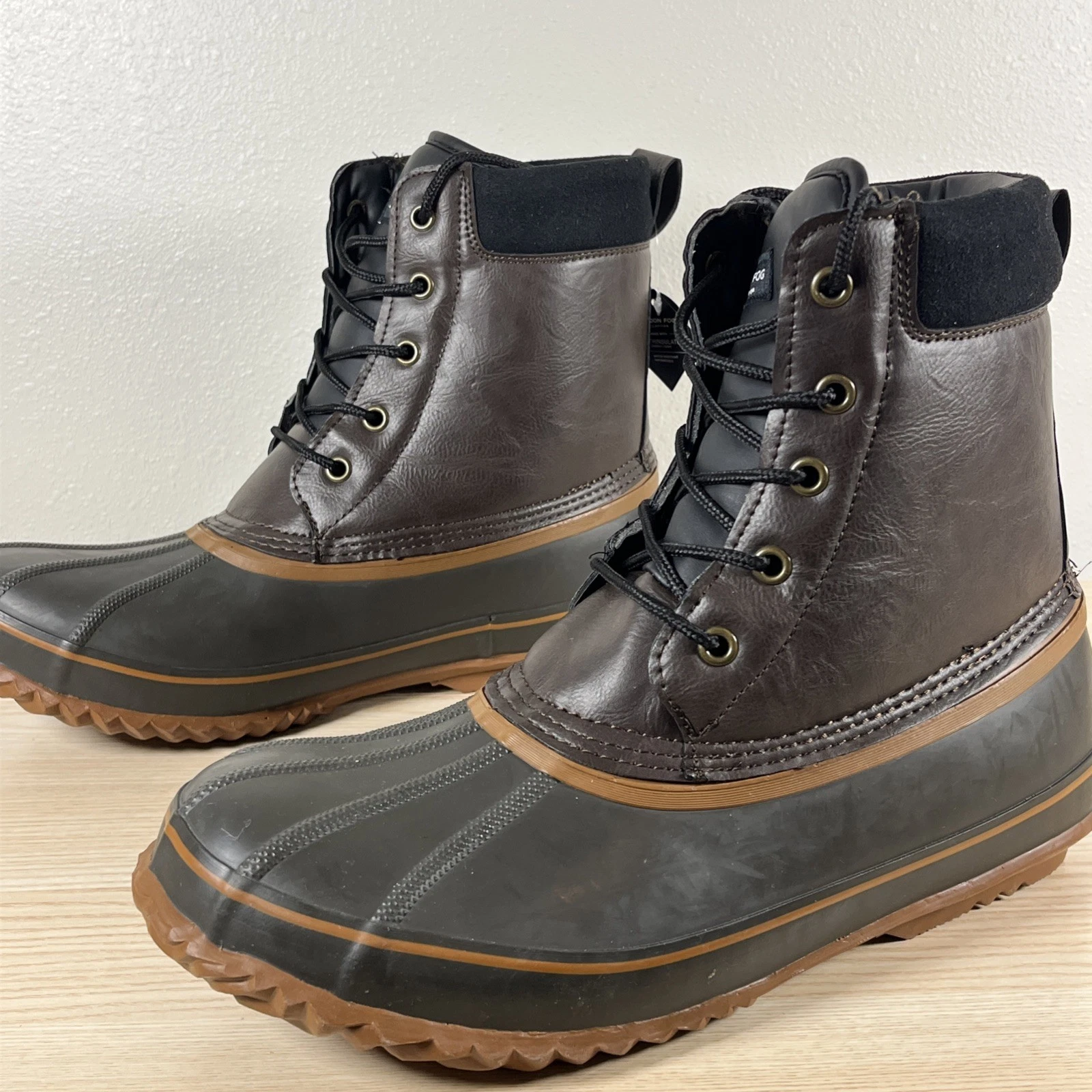 London Fog Ashford 2 Brown Waterproof Shell Winter Boots Mens Size 12 M