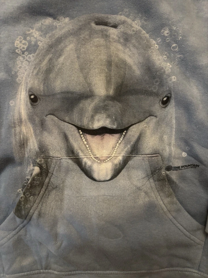 Sudadera con capucha The Mountain 2012 para niños talla pequeña bolsillo frontal azul delfín Foto 3 de 4