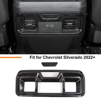 Carbon Fiber Rear Center Air Vent Bezel Cover Trim For Silverado SIERRA 2022+
