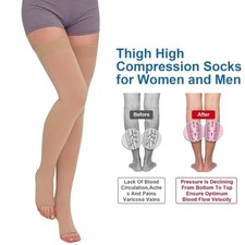 Leg Brace Support Knee Thigh High Compression Socks Stockings Pain Relief