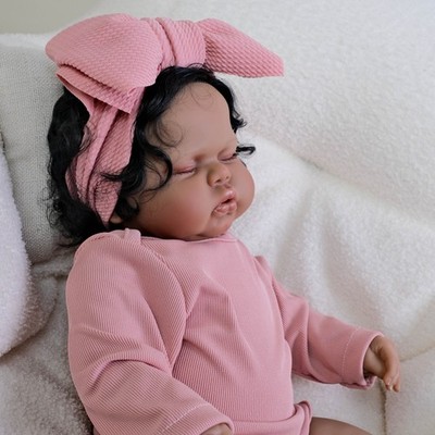 Lifelike Reborn Baby Dolls 19'' Cloth Body Sleeping African American Newborn Gift
