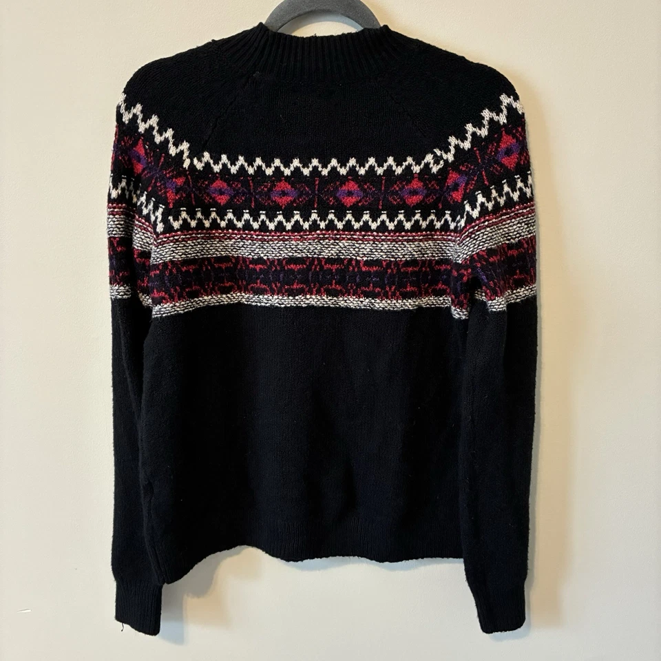 Suéter Pullover Cálido Nórdico Lucky Brand Para Mujer Pequeño Negro Fair Isle Vacaciones Foto 2 de 4