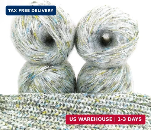 4 Pack Metallic Blend Yarn, 200g/600yds Shiny Sparkle Yarn with Gold Thread, 2mm - product listing photo