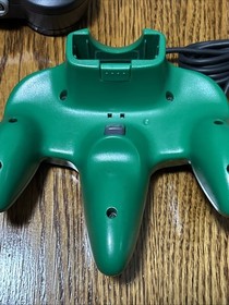 Nintendo 64 N64 Black Console With Green Controller All Cords Tested-working