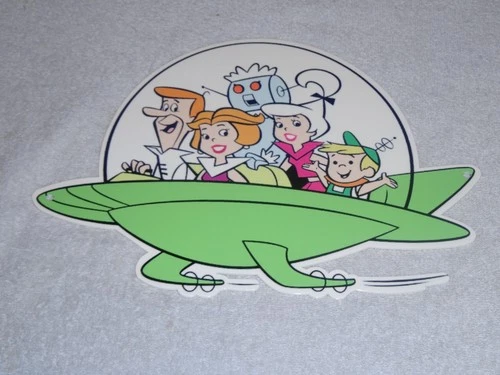 VINTAGE "THE JETSONS" ANIMATED TV SHOW CARTOON SPACE SHIP 12" METAL GAS OIL SIGN