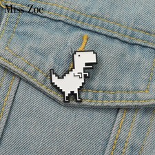 Tyrannosaurus Rex Enamel Pins Custom Cute White Dinosaur Brooches Bag Clothes La
