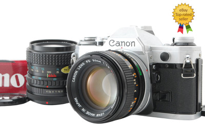 2Lenses [NEAR MINT] Canon AE-1 Silver FD 50mm f1.4 S.S.C Tokina 25-50 JAPAN DDP