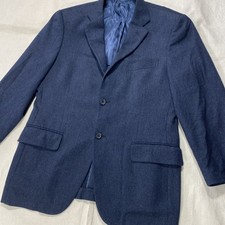 John W. Nordstrom Blazer 96% Cashmere 4%Silk fabric 40R Navy Made In USA Flaws