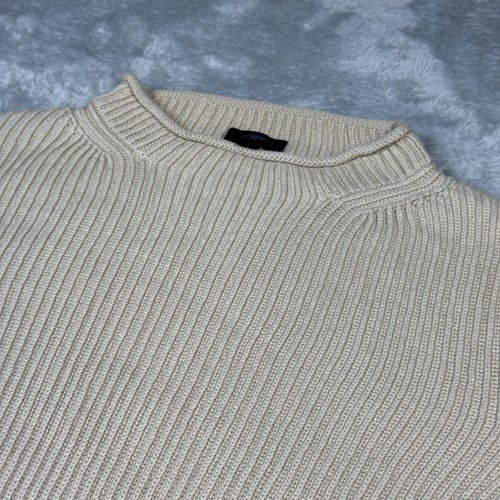 J Crew Sweater Women L Beige Pullover Ribbed Roll Neck Fisherman - Picture 3 of 19